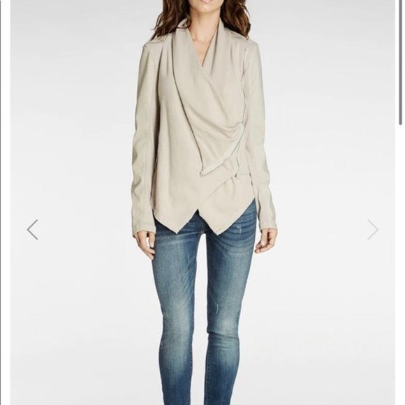 BlankNYC Drape Mixed Knit and Leather Moto Jacket - Picture 1 of 4